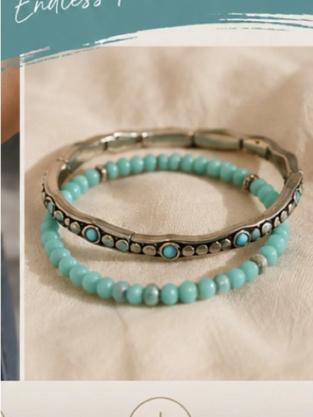 Turquoise Beaded & Silver-Tone Accent Bracelet Set